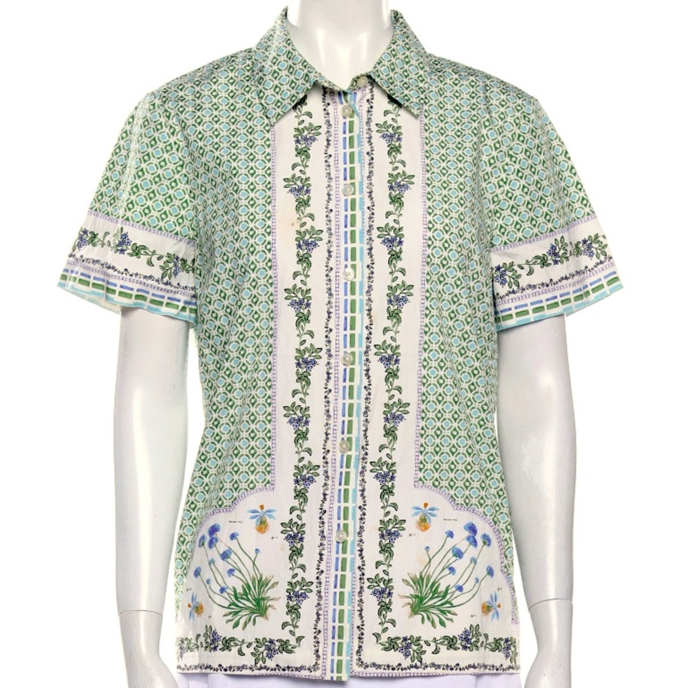 Tory Burch Button Down Short Sleeve Top